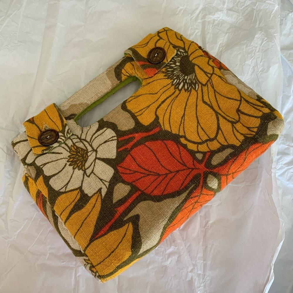 Vintage fabric retro flowered bag